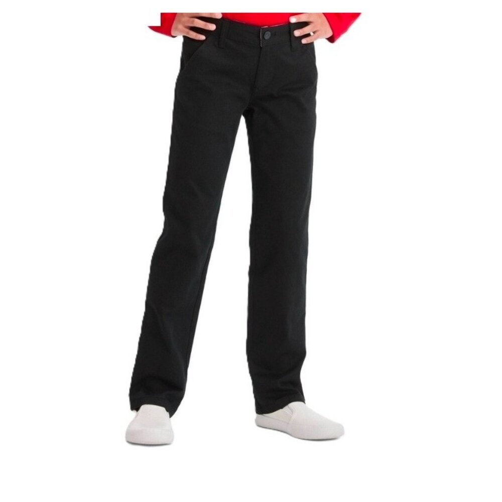 Cat & Jack Adjustable Waist Solid Black Chino Casual Pants --  Girls' Size 5 - Picture 4 of 7